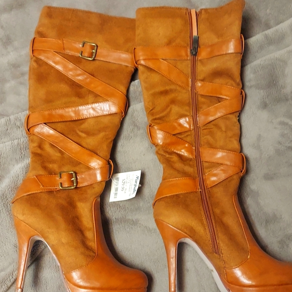 Knee high heeled boots